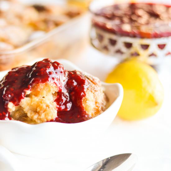 Lemon Raspberry Bread Pudding