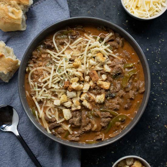 Philly Cheesesteak Soup