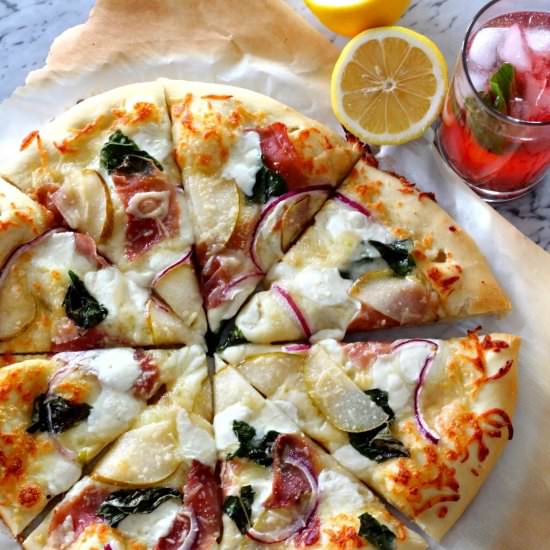 Pizza with Prosciutto + Pistachios