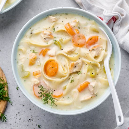 CREAMY CHICKEN NOODLE SOUP RECIPE