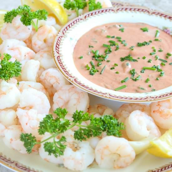 Boiled Shrimp with Remoulade (Keto)