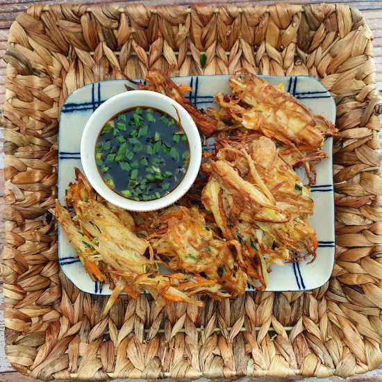 Enoki pancakes with veggies