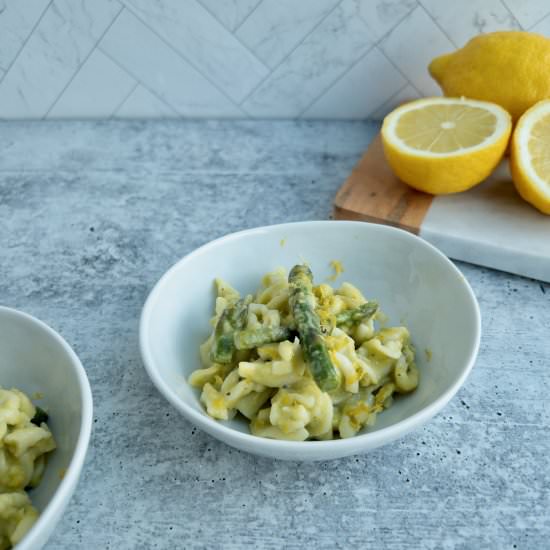 Lemon Asparagus Pasta & Goat Cheese