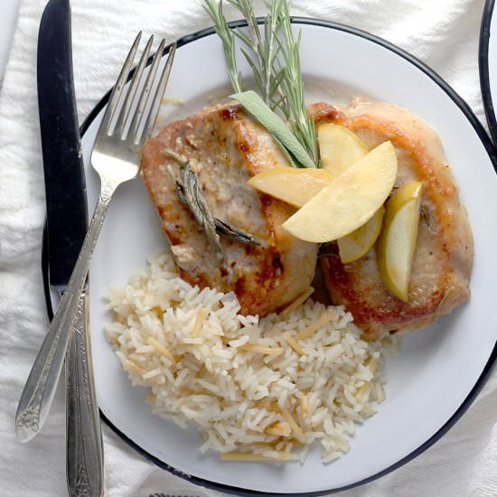 Pork Chops with Apples & Sage Sauce