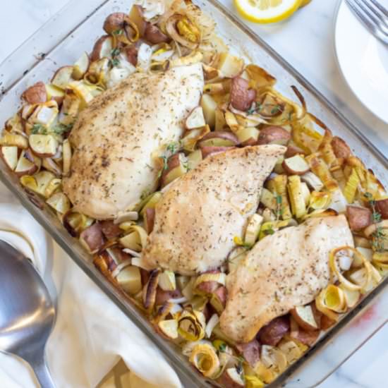 Healthy Chicken Leek Potato Bake