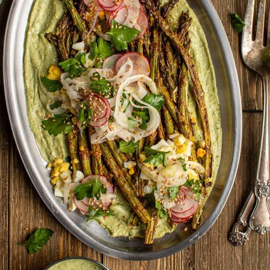 Charred smoky asparagus