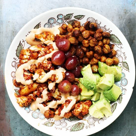 Roasted Cauliflower Grape Chickpea