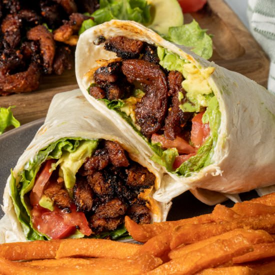 Soy Curl Bacon and Vegan BLT Wraps