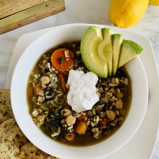 Lemon and wild rice soup
