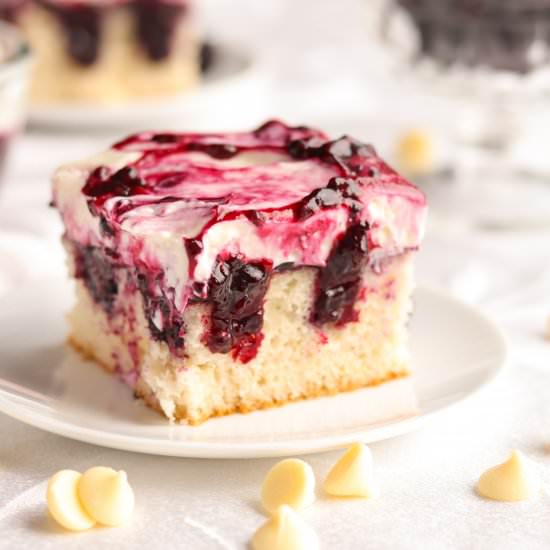White Chocolate Blackberry Poke Cak