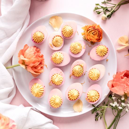 Pink Easter Deviled Eggs