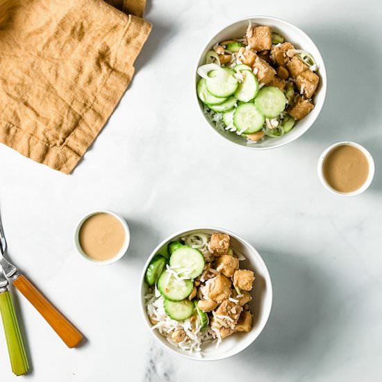 tahini tofu bowl