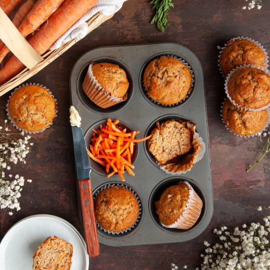 Moist Banana Carrot Muffins