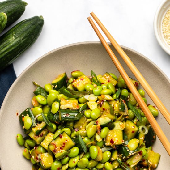 Edamame Salad with Smashed Cucumber
