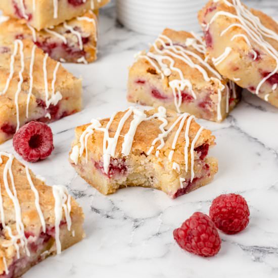 Raspberry White Chocolate Blondies