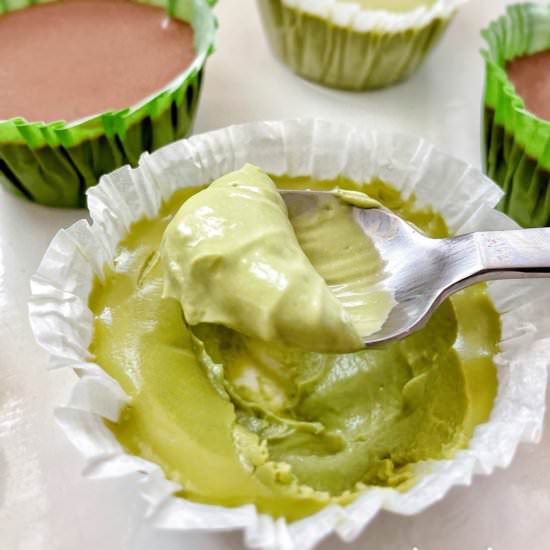 Mini Matcha & Chocolate Cheesecake