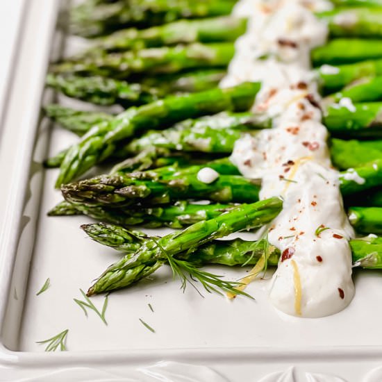 Roasted Asparagus with Dill Yogurt