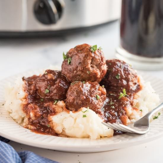 Crockpot Guinness Glazed Meatballs