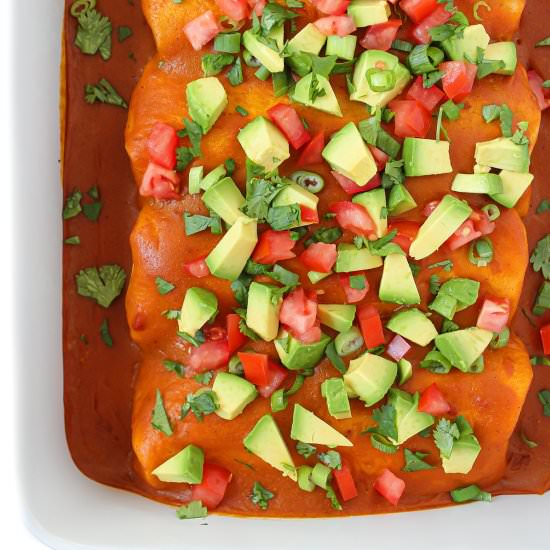 Vegan Refried Bean Enchiladas
