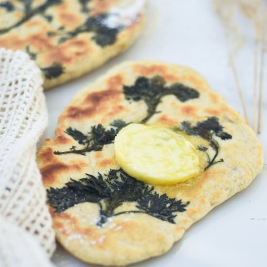 Skillet flatbread  with nettles