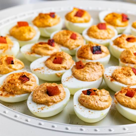 roasted red pepper deviled eggs