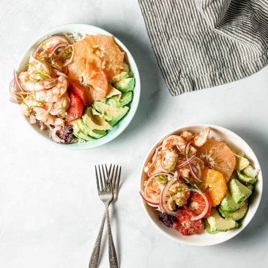 citrus shrimp with crispy rice