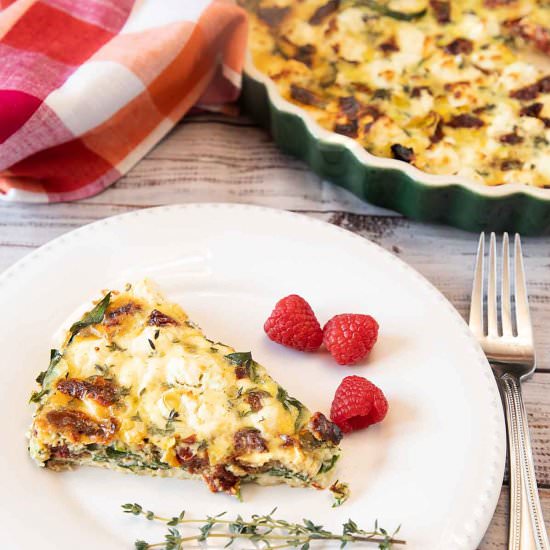 Sun Dried Tomato and Spinach Quiche