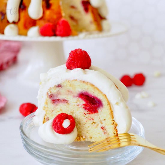 White Chocolate Raspberry Bundt Cake