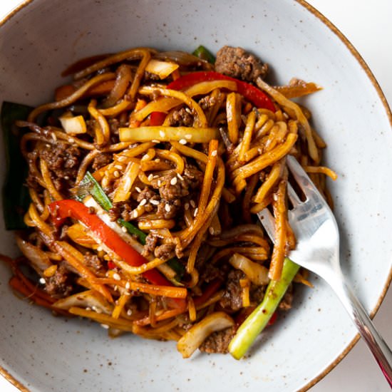 Ground Beef Stir Fry Noodles