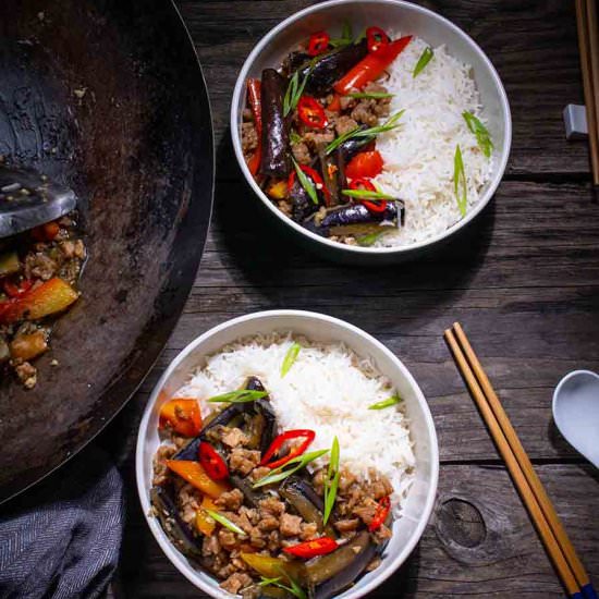 Chinese Eggplant Stir-fried with TV