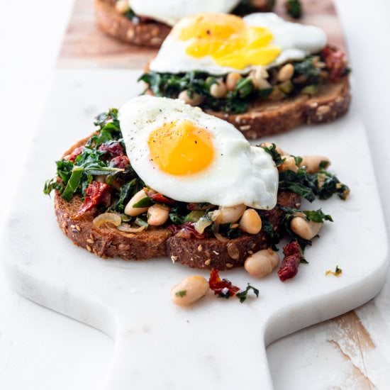 Warm White Beans and Kale on Toast