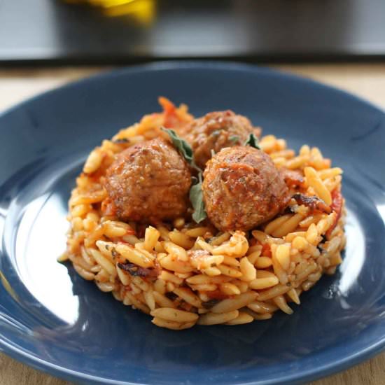 Creamy Orzo with Veggie Balls