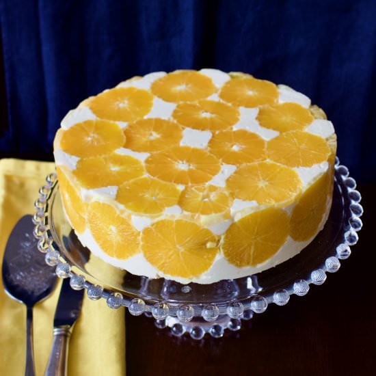 NO BAKE ORANGE MOUSSE CAKE