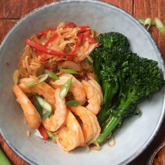 Kimchi Shrimp Stir Fry