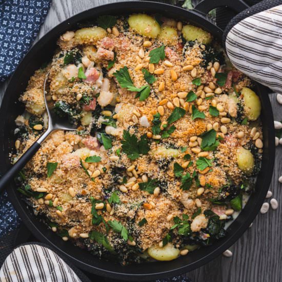 Creamed Kale Gnocchi with Beans