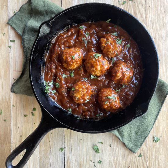 Braised BBQ Chicken Meatballs