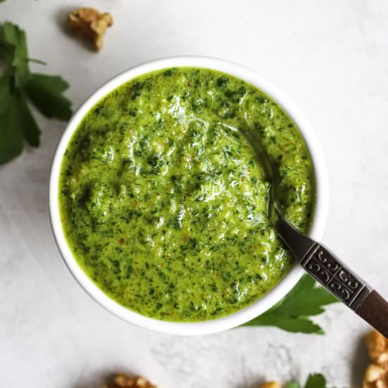 Vegan Parsley Walnut Pesto