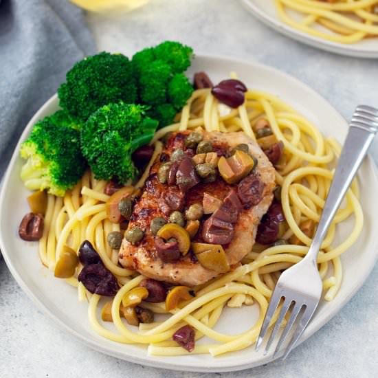 Pork Cutlets with Olives and Capers
