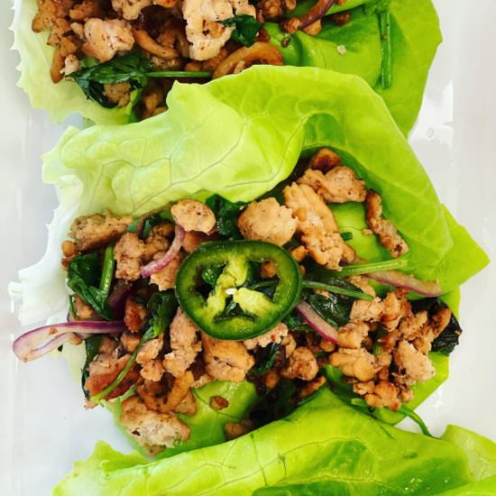 Herby Thai Chicken Lettuce Cups