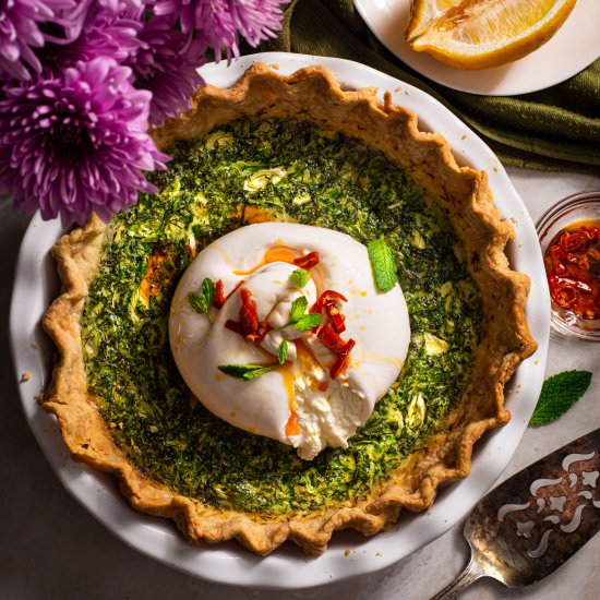 Spring Herb Quiche with Burrata