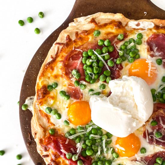 Pea Carbonara Pizza