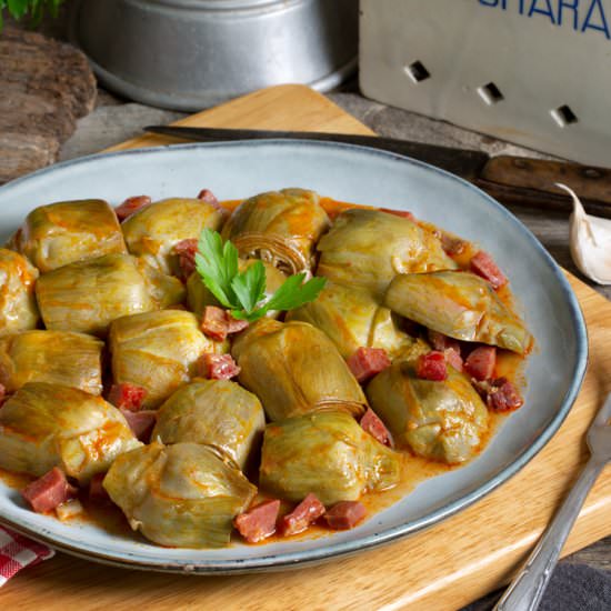 ALCACHOFAS CON JAMÓN
