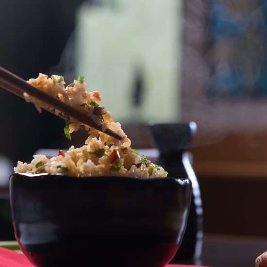 Coconut Rice + Ginger Peanut Sauce