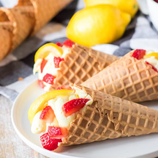 Strawberry Cheesecake Waffle Cones