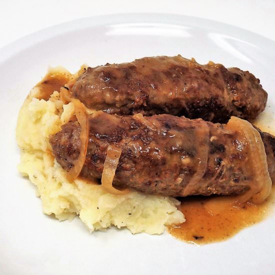 Skinless Bangers and Mash