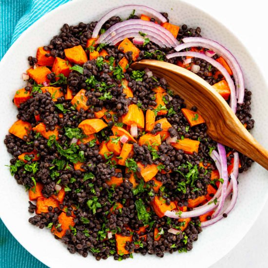 Black Lentil Salad & Dijon Dressing