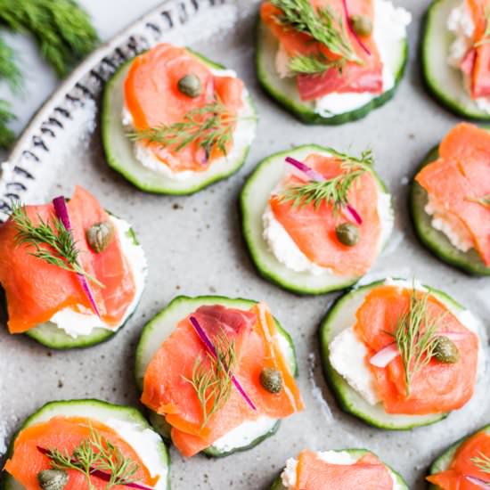 Smoked Salmon And Cucumber Canapés