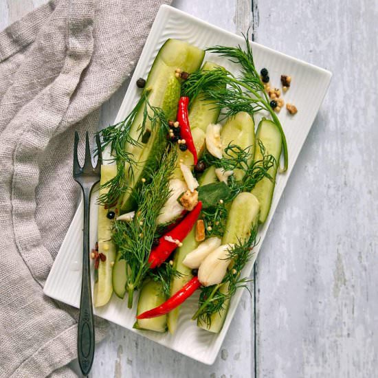 Spicy Refrigerator Dill Pickles