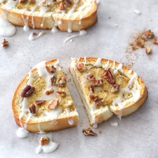 Chai Custard Toast with Pecan Icing