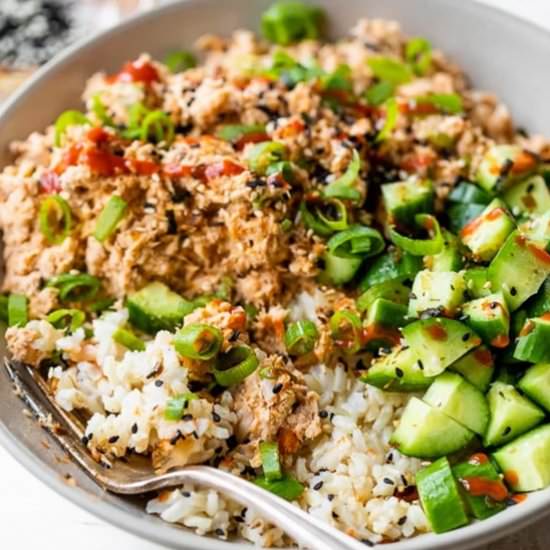 Spicy Canned Salmon Rice Bowl